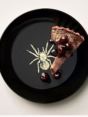 Anthropologie Black Midnight Creatures Stoneware Dessert Plate